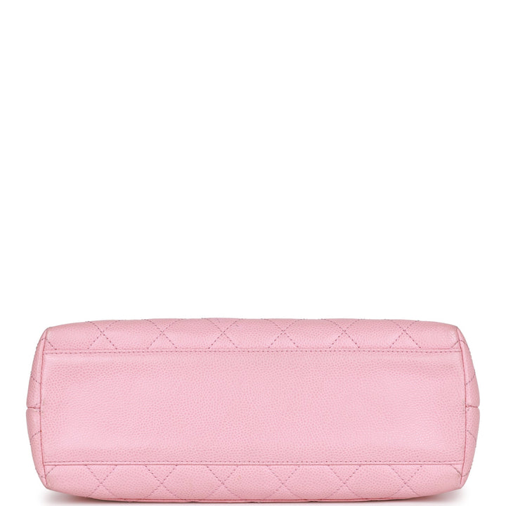 Vintage Top Quality Chanel Kelly Handle Flap Bag Pink Caviar Gold Hardware