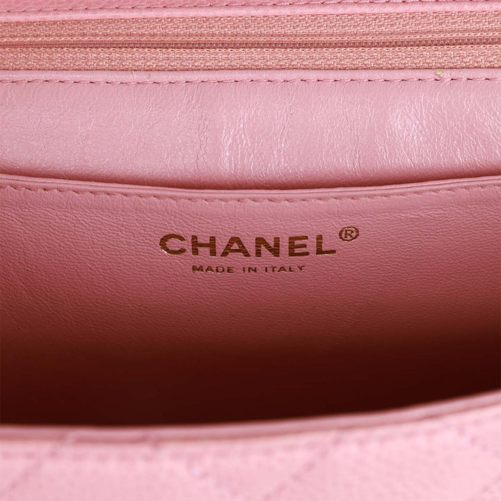 Vintage Top Quality Chanel Kelly Handle Flap Bag Pink Caviar Gold Hardware