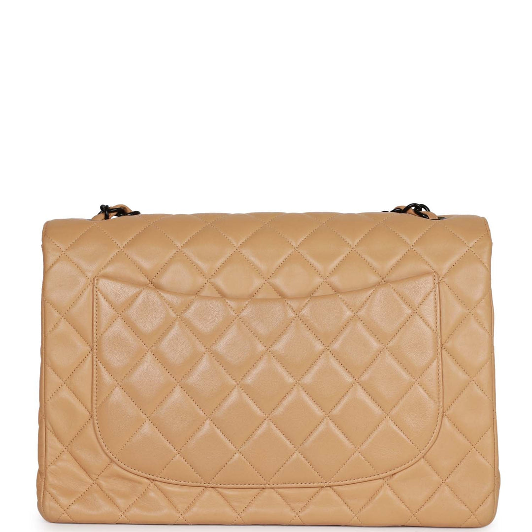 Vintage Top Quality Chanel Jumbo Single Flap Bag Caramel Lambskin Black Hardware