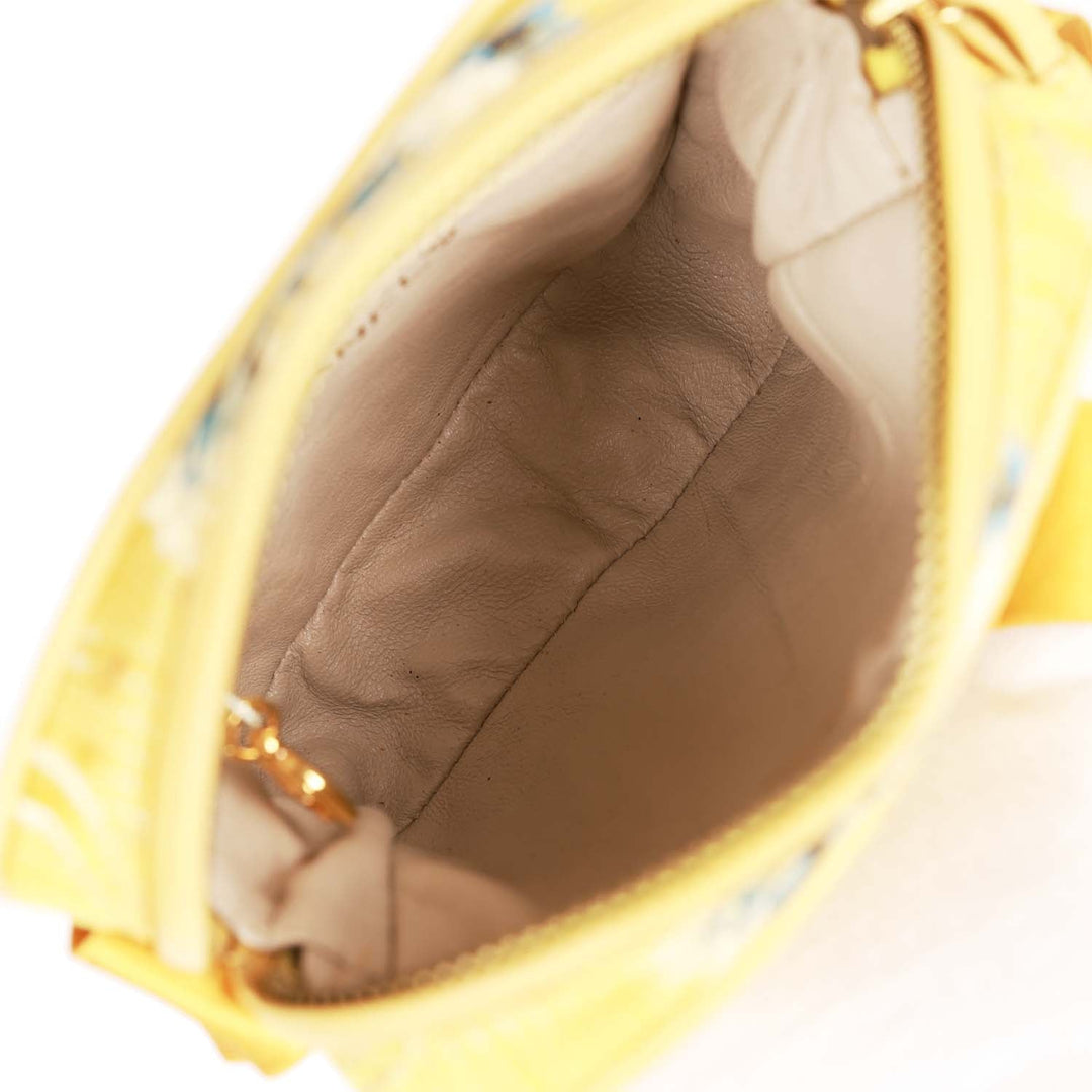 Vintage Top Quality Chanel Timeless Square Bag Yellow Brocade Silk Gold Hardware