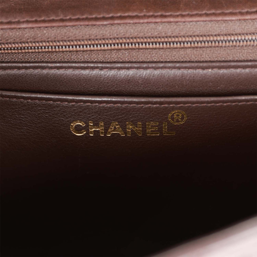 Vintage Top Quality Chanel Kelly Parent and Child Flap Bag Set Brown Lambskin Gold Hardware