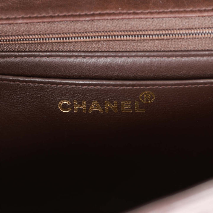 Vintage Top Quality Chanel Kelly Parent and Child Flap Bag Set Brown Lambskin Gold Hardware