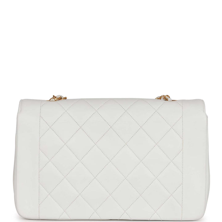 Vintage Top Quality Chanel Medium Diana Flap Bag White Lambskin Gold Hardware