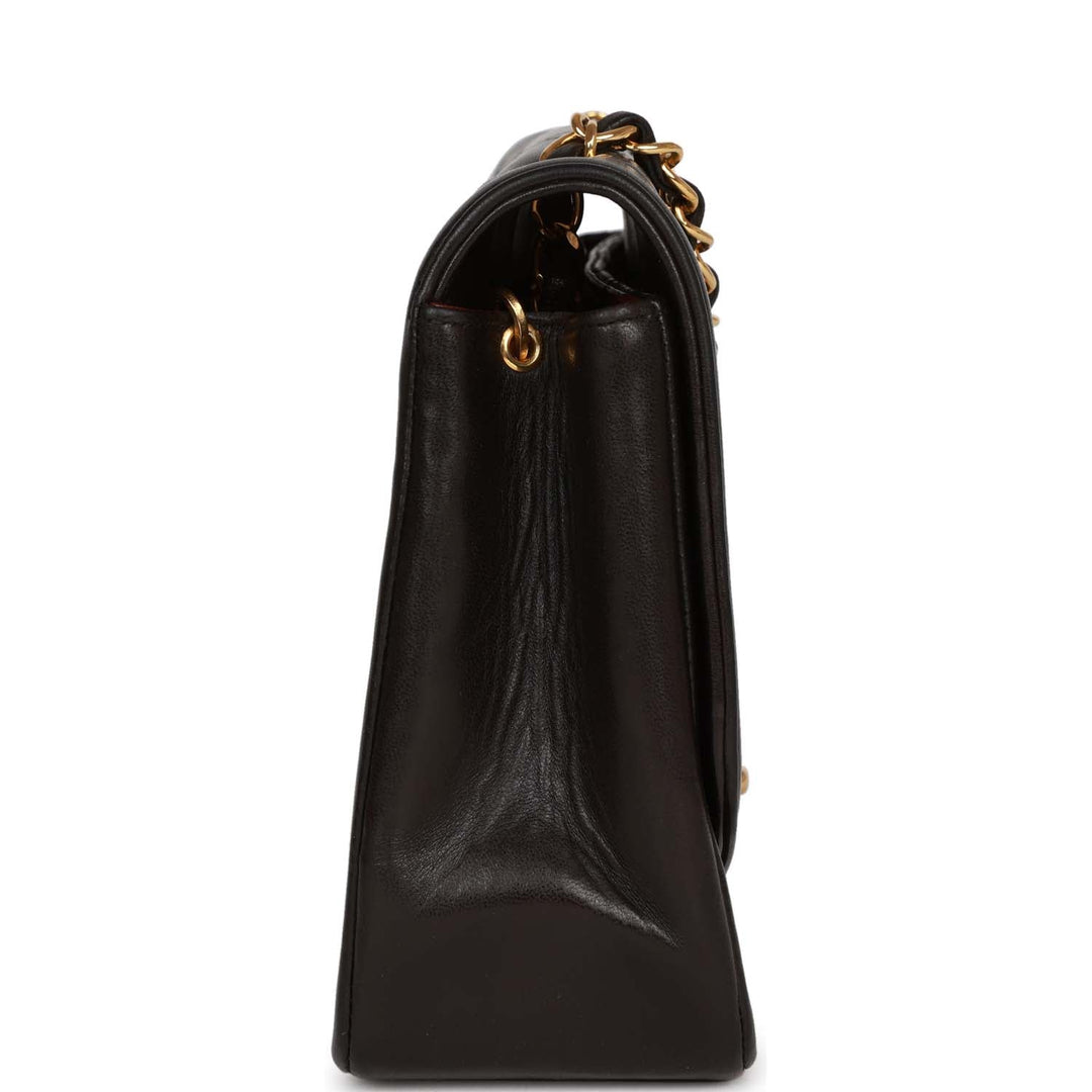 Vintage Top Quality Chanel Medium Diana Flap Bag Black Lambskin Gold Hardware