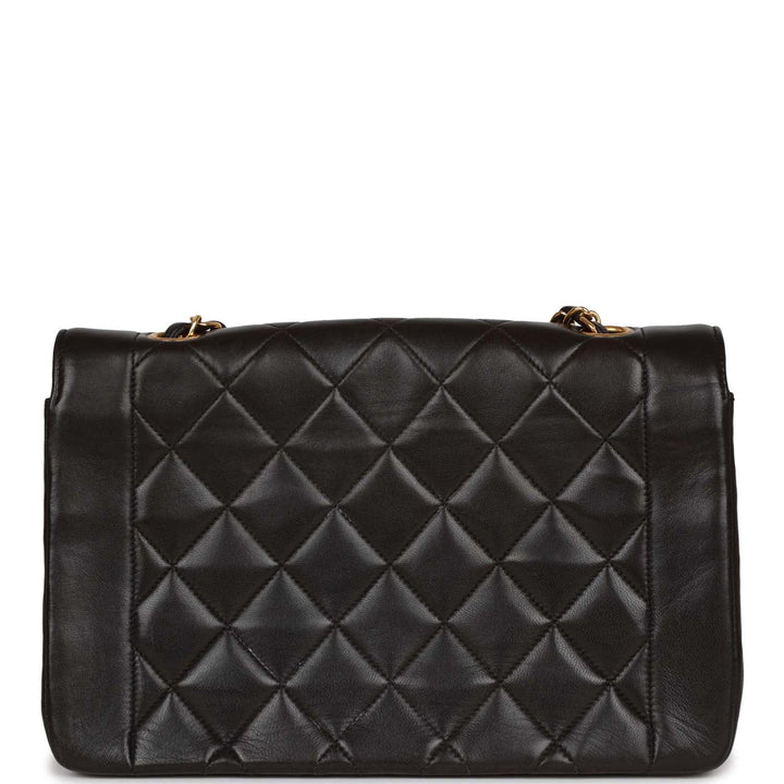 Vintage Top Quality Chanel Medium Diana Flap Bag Black Lambskin Gold Hardware