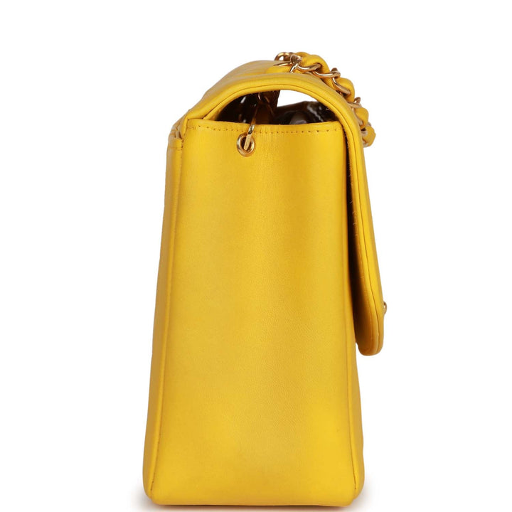 Vintage Top Quality Chanel Medium Diana Flap Bag Yellow Lambskin Gold Hardware