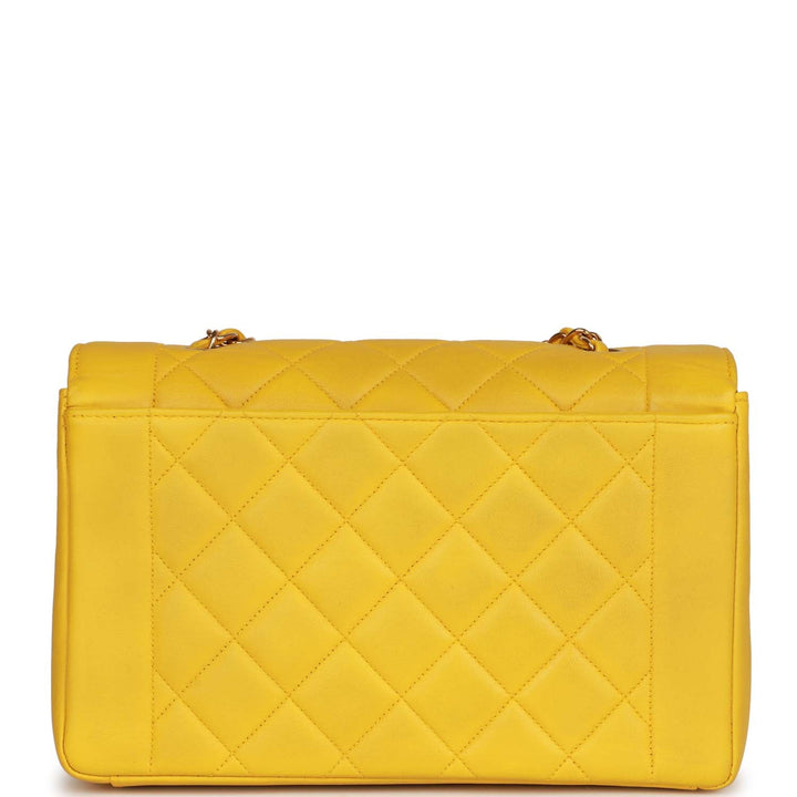 Vintage Top Quality Chanel Medium Diana Flap Bag Yellow Lambskin Gold Hardware