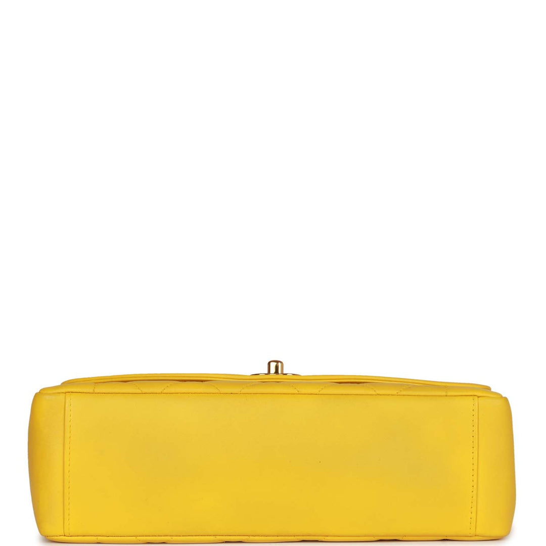 Vintage Top Quality Chanel Medium Diana Flap Bag Yellow Lambskin Gold Hardware