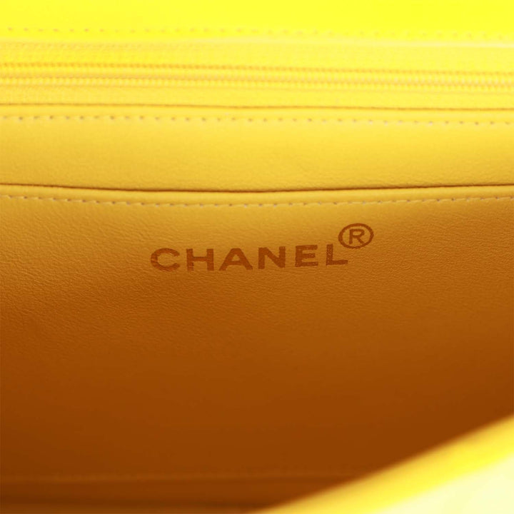 Vintage Top Quality Chanel Medium Diana Flap Bag Yellow Lambskin Gold Hardware