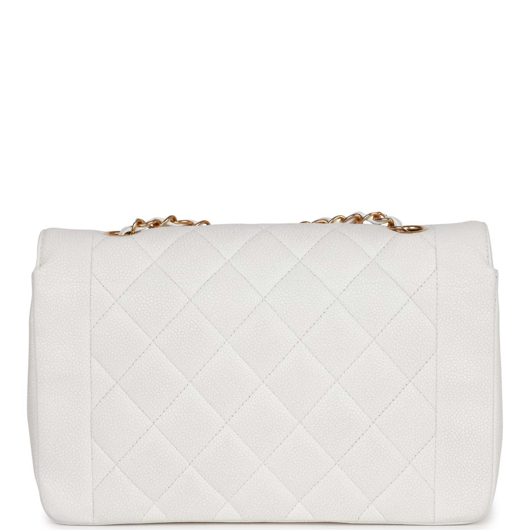Vintage Top Quality Chanel Medium Diana Flap Bag White Caviar Gold Hardware