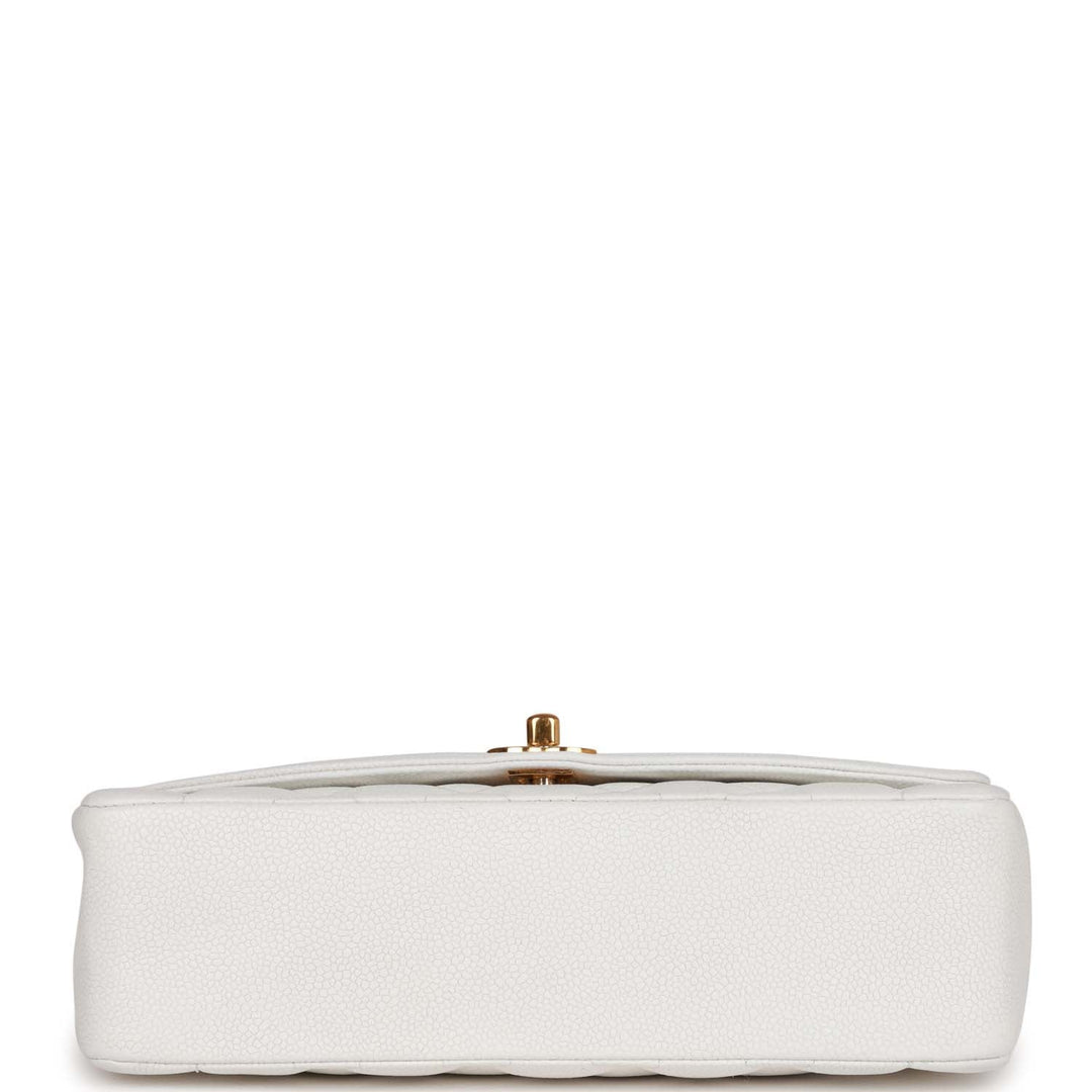 Vintage Top Quality Chanel Medium Diana Flap Bag White Caviar Gold Hardware