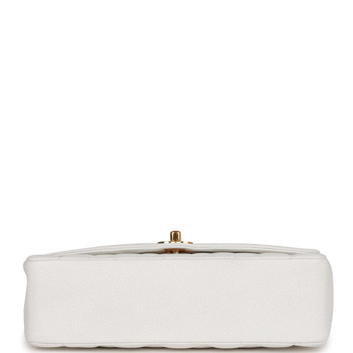 Vintage Top Quality Chanel Medium Diana Flap Bag White Caviar Gold Hardware