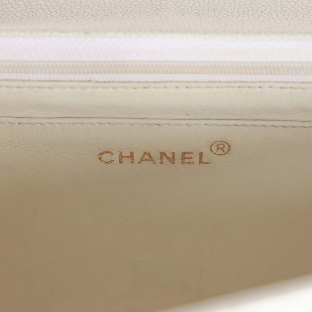 Vintage Top Quality Chanel Medium Diana Flap Bag White Caviar Gold Hardware