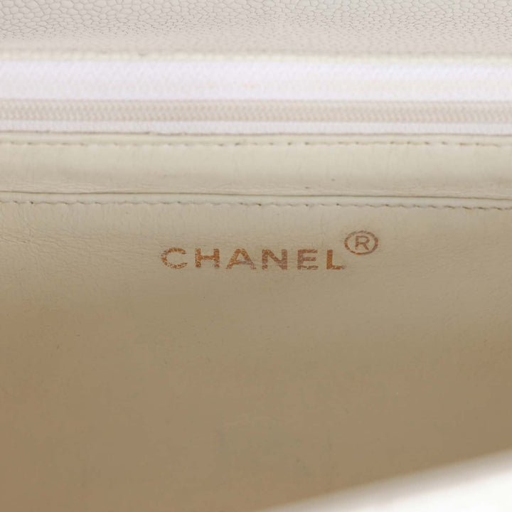 Vintage Top Quality Chanel Medium Diana Flap Bag White Caviar Gold Hardware