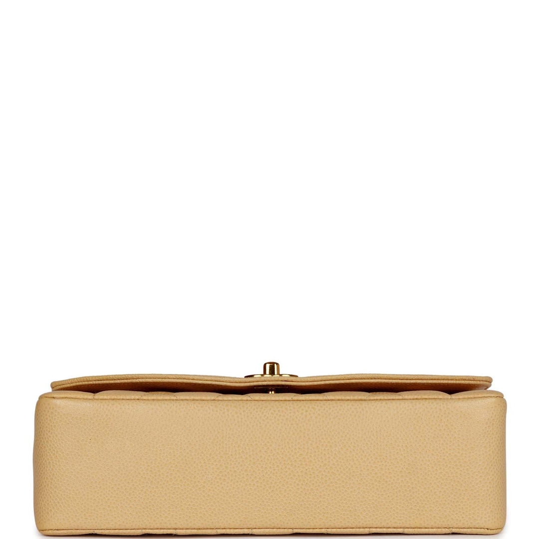 Vintage Top Quality Chanel Medium Diana Flap Bag Beige Caviar Gold Hardware