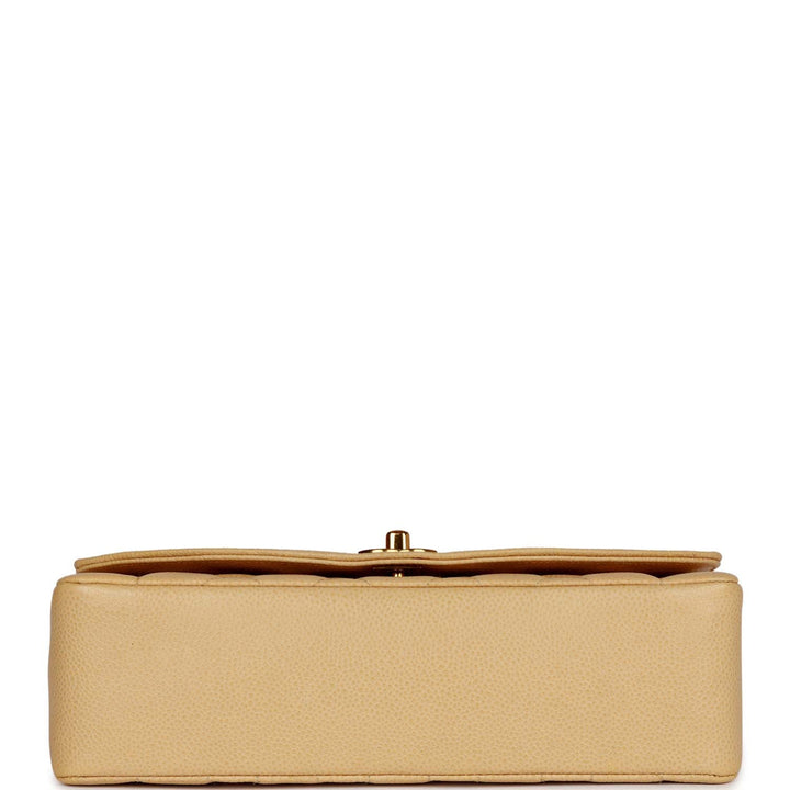 Vintage Top Quality Chanel Medium Diana Flap Bag Beige Caviar Gold Hardware