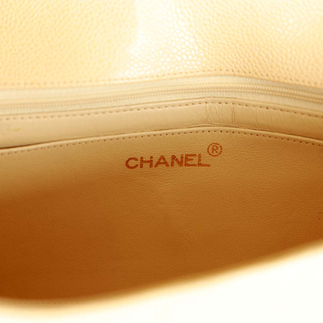 Vintage Top Quality Chanel Medium Diana Flap Bag Beige Caviar Gold Hardware