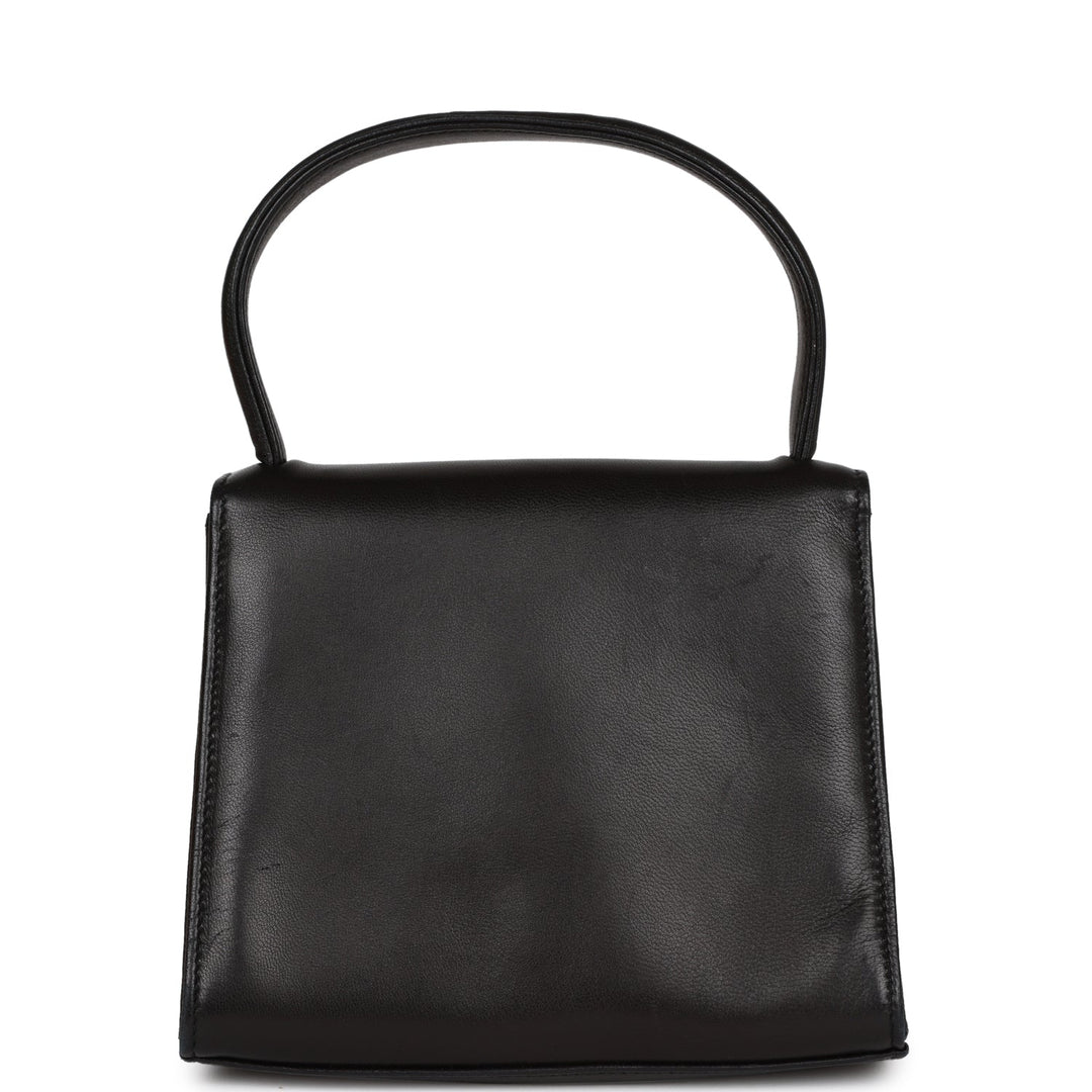 Vintage Top Quality Chanel Flap Bag with Top Handle Black Lambskin Gold Hardware