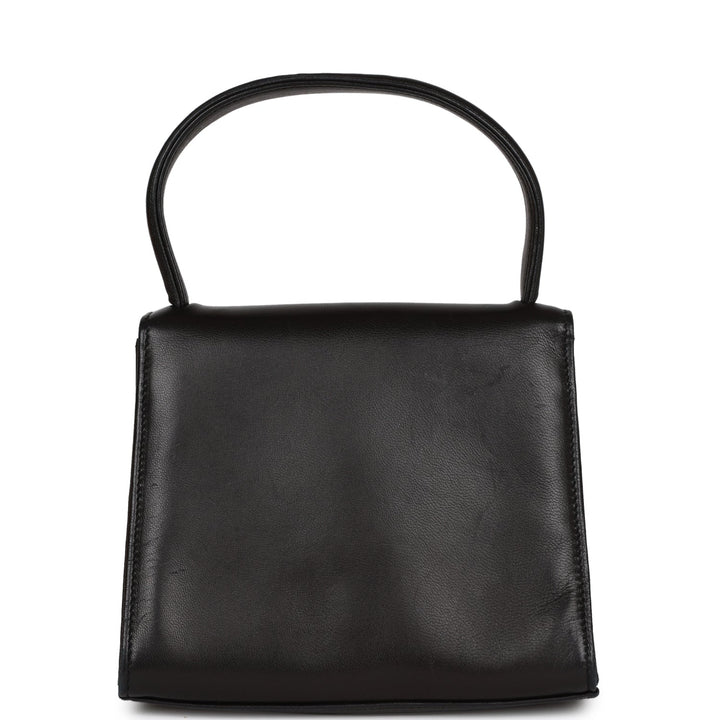 Vintage Top Quality Chanel Flap Bag with Top Handle Black Lambskin Gold Hardware