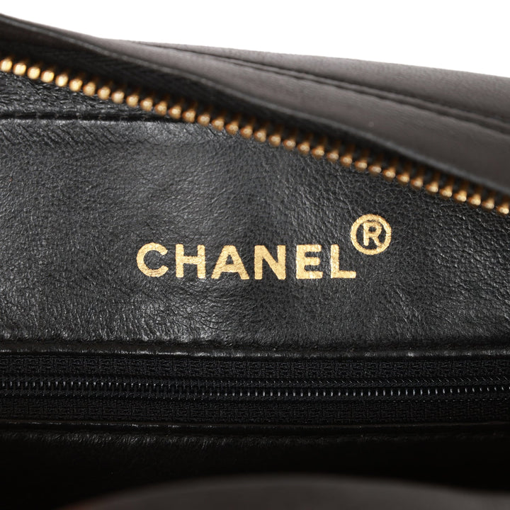 Vintage Top Quality Chanel Small Diana Fringe Camera Bag Black Lambskin Gold Hardware