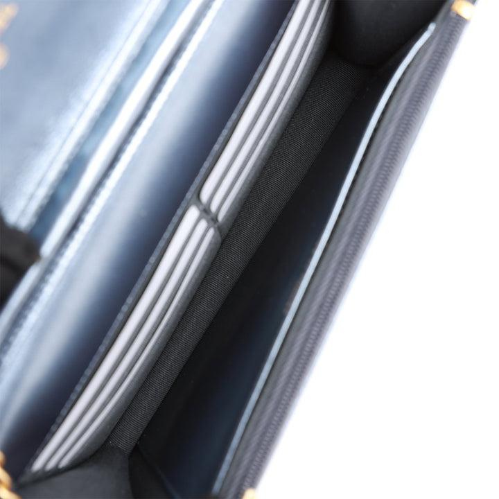 Top Quality Chanel Wallet on Chain WOC Dark Blue Iridescent Calfskin Antique Gold Hardware