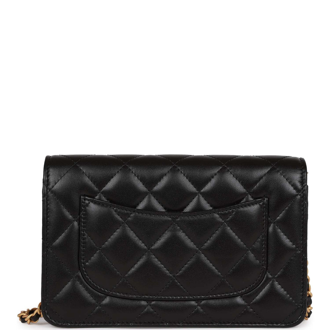 Top Quality Chanel Heart Wallet on Chain WOC Black Lambskin Antique Gold Hardware