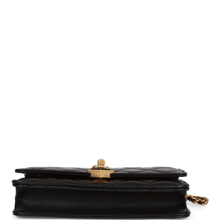 Top Quality Chanel Heart Wallet on Chain WOC Black Lambskin Antique Gold Hardware