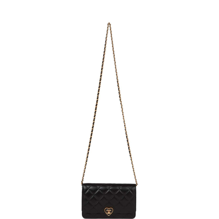 Top Quality Chanel Heart Wallet on Chain WOC Black Lambskin Antique Gold Hardware