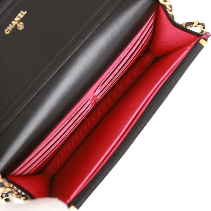 Top Quality Chanel Heart Wallet on Chain WOC Black Lambskin Antique Gold Hardware