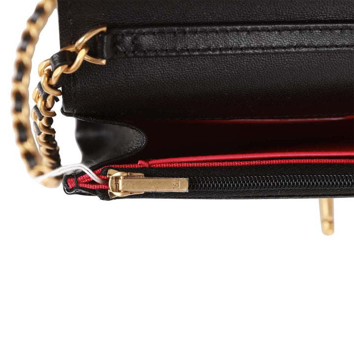 Top Quality Chanel Heart Wallet on Chain WOC Black Lambskin Antique Gold Hardware