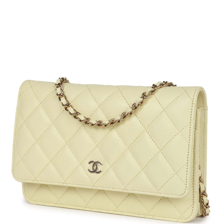 Top Quality Chanel Wallet on Chain WOC Yellow Caviar Light Gold Hardware