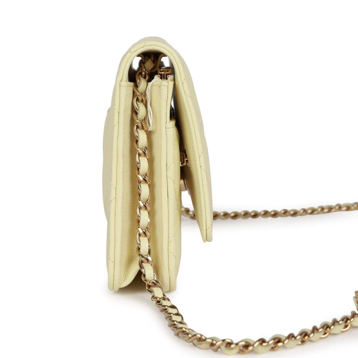 Top Quality Chanel Wallet on Chain WOC Yellow Caviar Light Gold Hardware