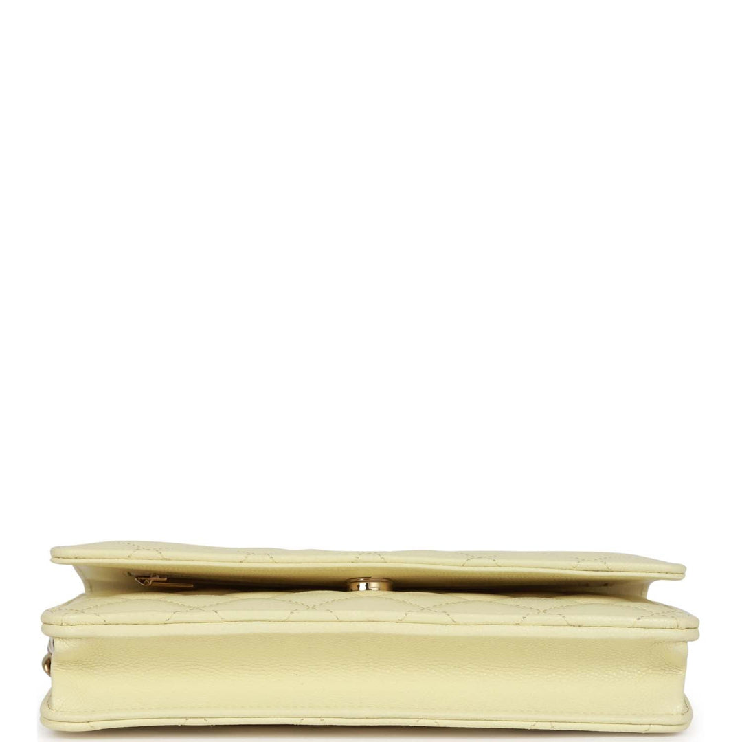 Top Quality Chanel Wallet on Chain WOC Yellow Caviar Light Gold Hardware
