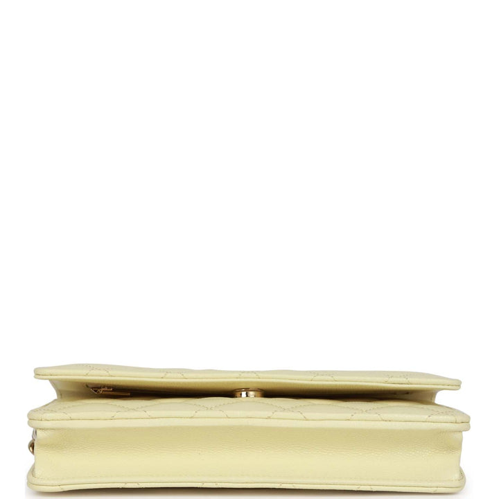Top Quality Chanel Wallet on Chain WOC Yellow Caviar Light Gold Hardware