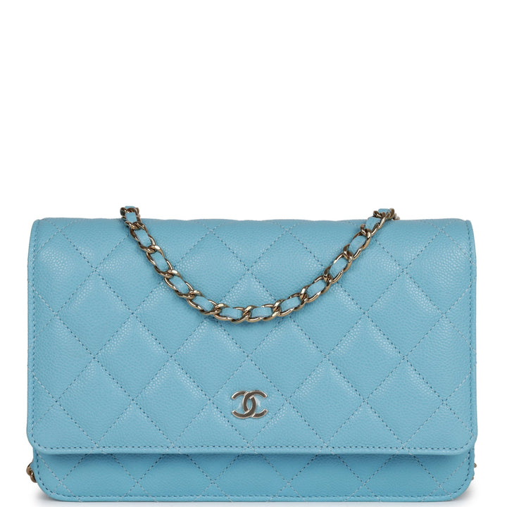 Top Quality Chanel Wallet on Chain WOC Blue Caviar Light Gold Hardware