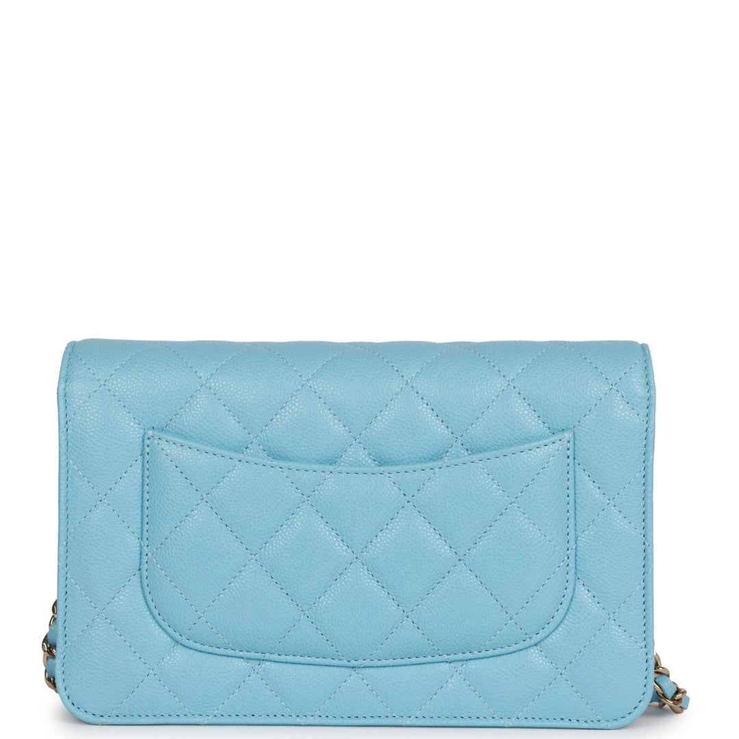 Top Quality Chanel Wallet on Chain WOC Blue Caviar Light Gold Hardware