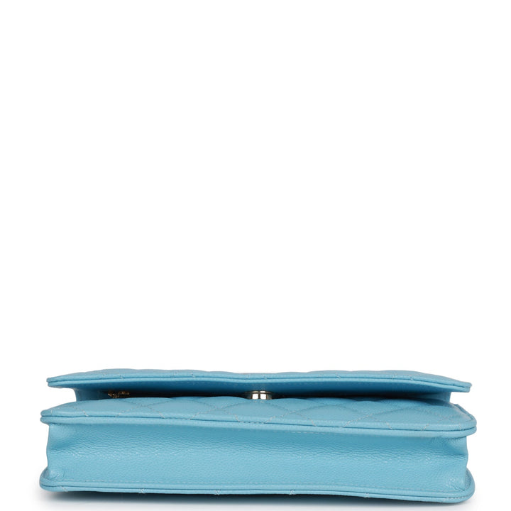 Top Quality Chanel Wallet on Chain WOC Blue Caviar Light Gold Hardware