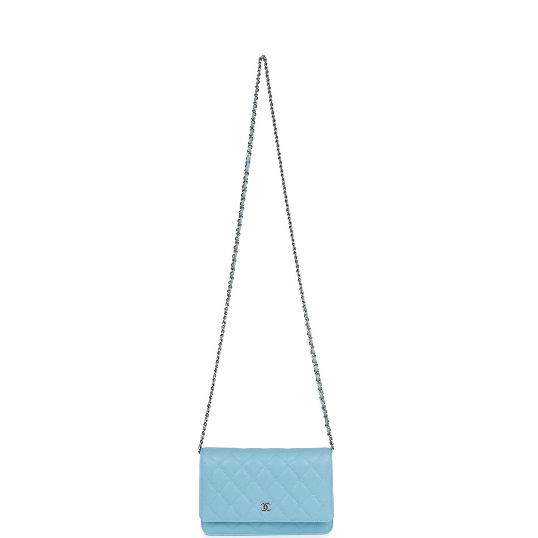 Top Quality Chanel Wallet on Chain WOC Blue Caviar Light Gold Hardware
