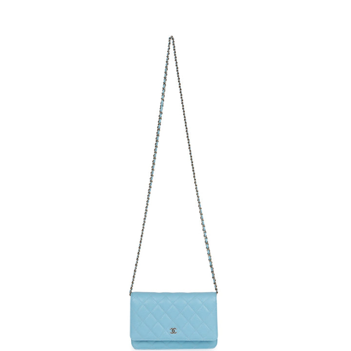 Top Quality Chanel Wallet on Chain WOC Blue Caviar Light Gold Hardware