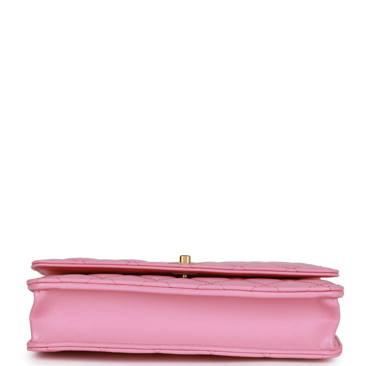Top Quality Chanel Wallet on Chain WOC Top Handle Pink Lambskin Gold Hardware