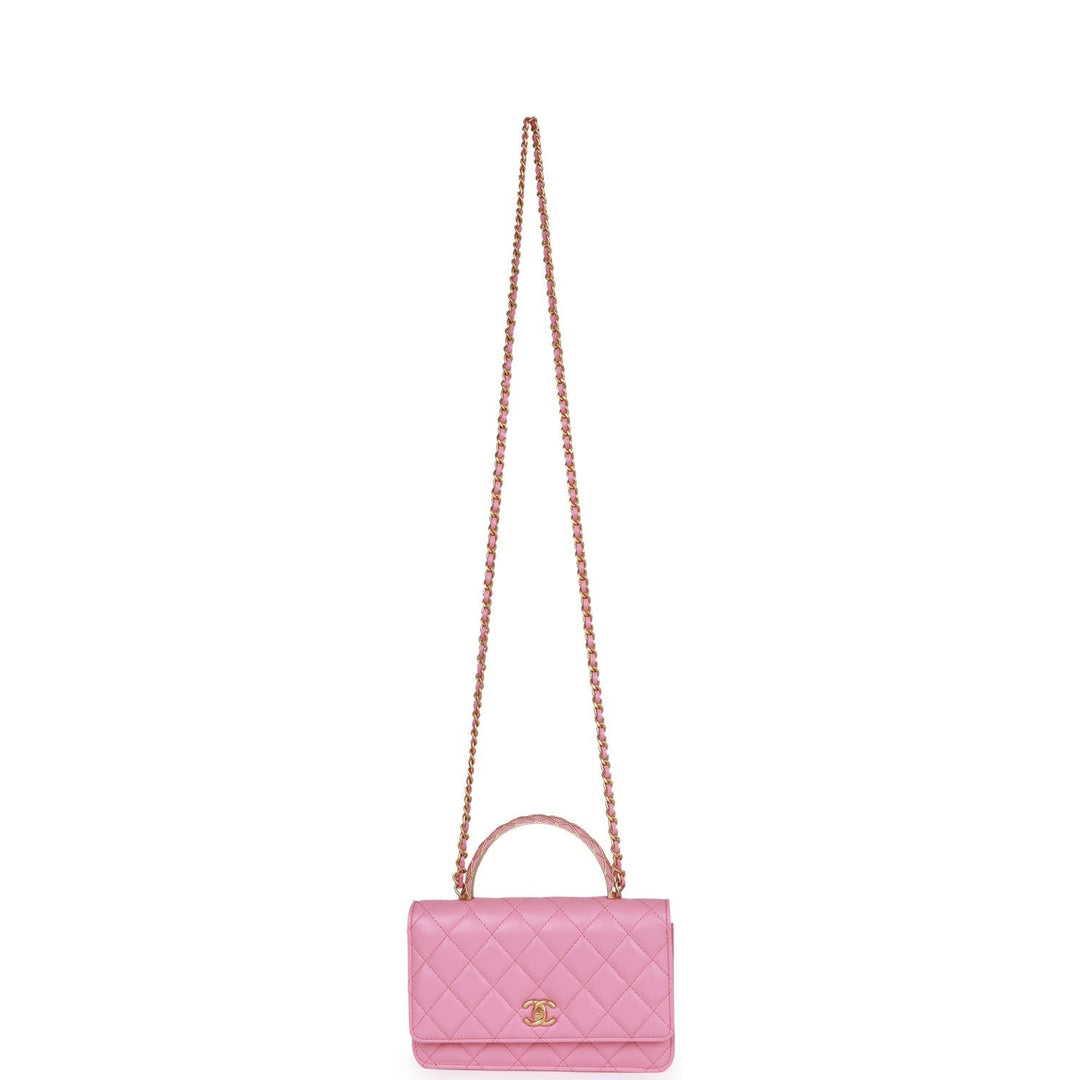 Top Quality Chanel Wallet on Chain WOC Top Handle Pink Lambskin Gold Hardware