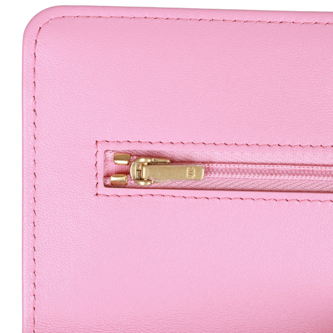 Top Quality Chanel Wallet on Chain WOC Top Handle Pink Lambskin Gold Hardware