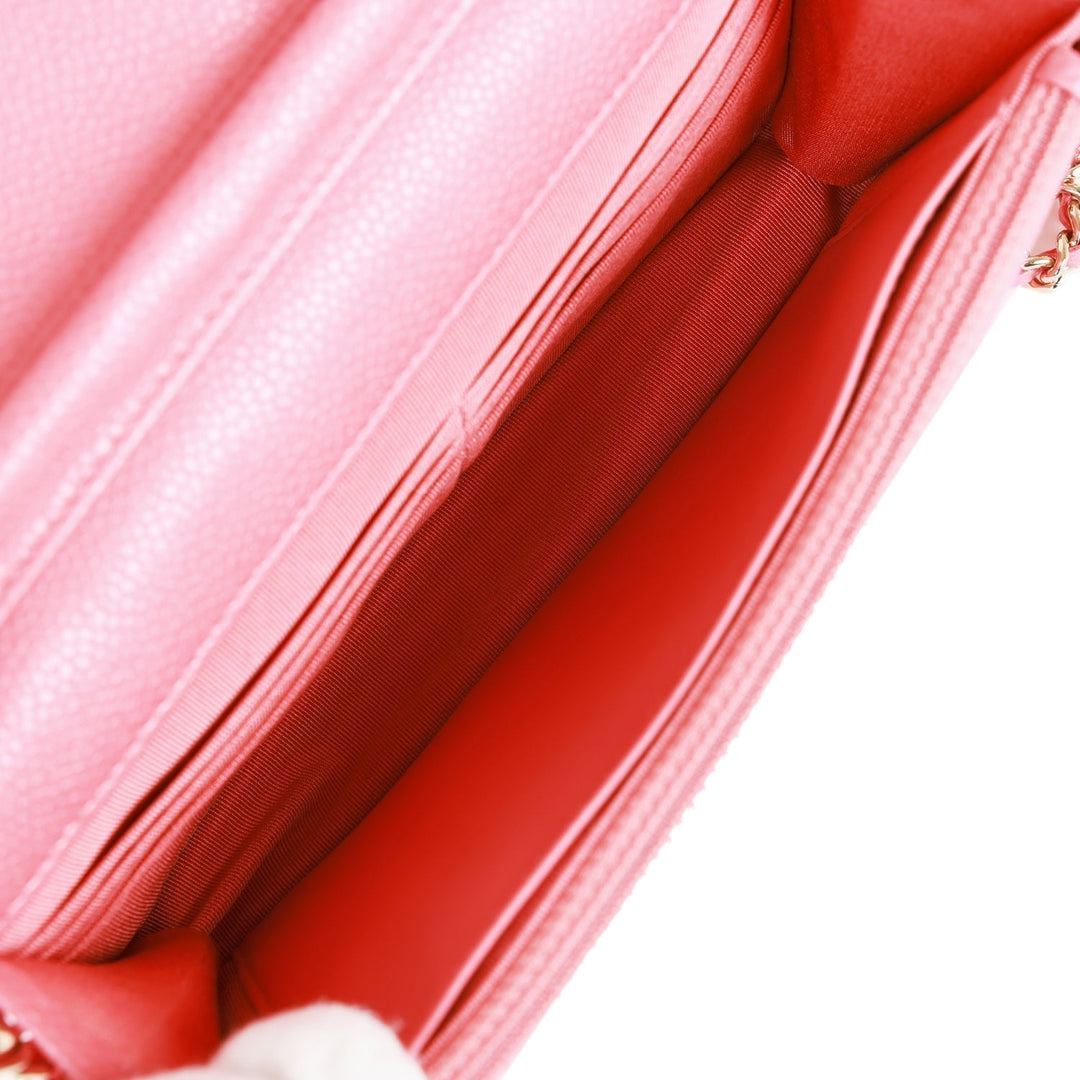 Top Quality Chanel Wallet on Chain WOC Pink Caviar Light Gold Hardware