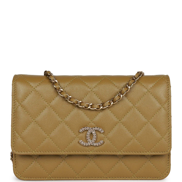Top Quality Chanel Wallet on Chain WOC Olive Green Caviar Light Gold Hardware