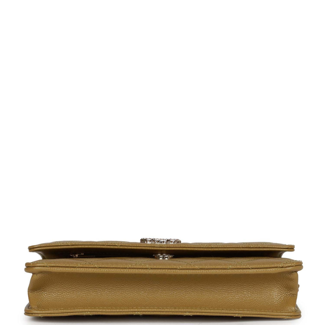 Top Quality Chanel Wallet on Chain WOC Olive Green Caviar Light Gold Hardware