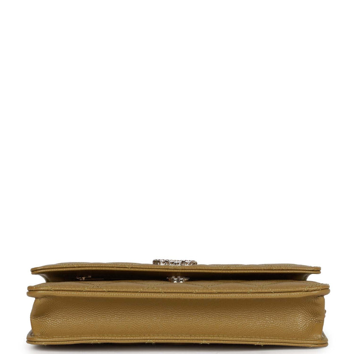 Top Quality Chanel Wallet on Chain WOC Olive Green Caviar Light Gold Hardware