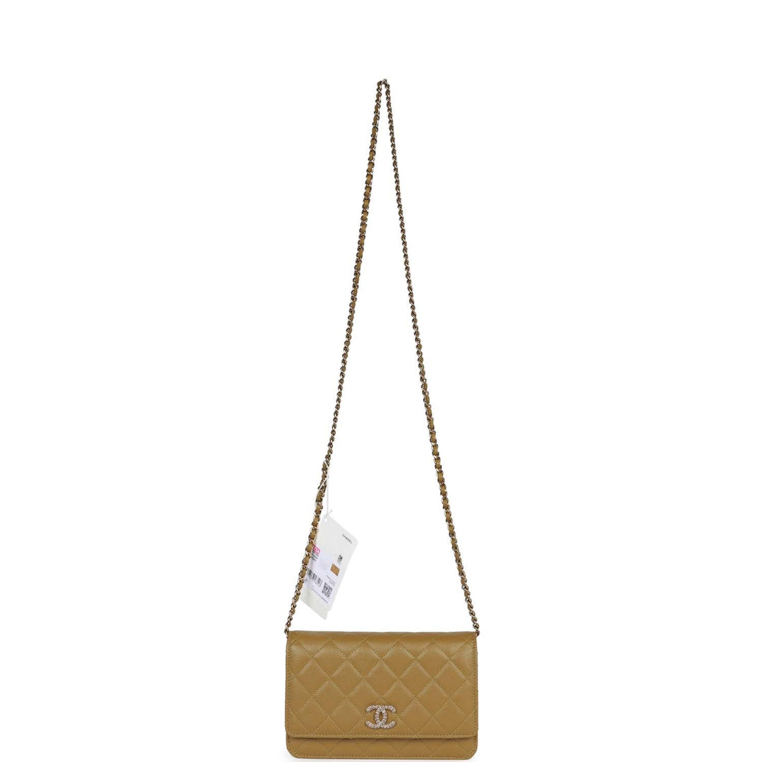 Top Quality Chanel Wallet on Chain WOC Olive Green Caviar Light Gold Hardware