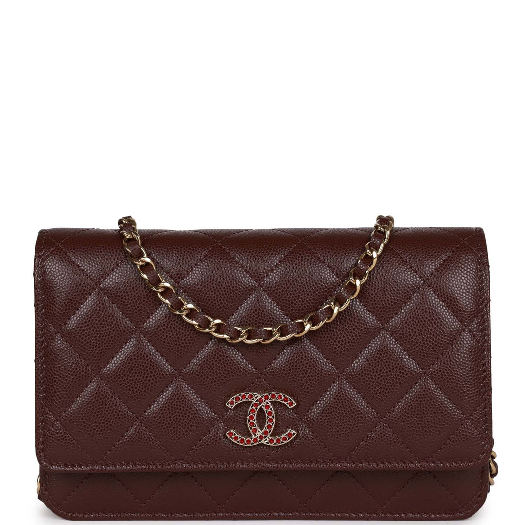 Top Quality Chanel Wallet on Chain WOC Burgundy Caviar Light Gold Hardware