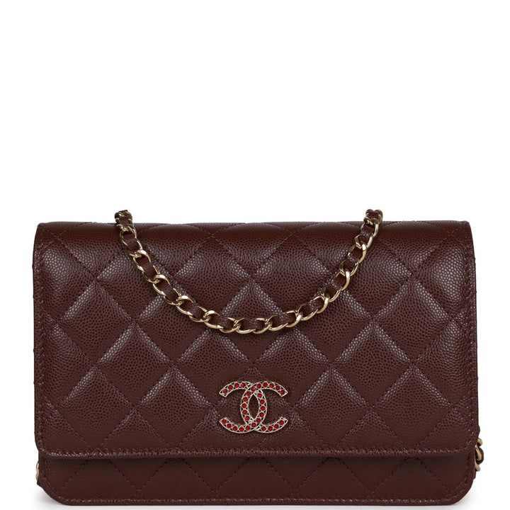 Top Quality Chanel Wallet on Chain WOC Burgundy Caviar Light Gold Hardware