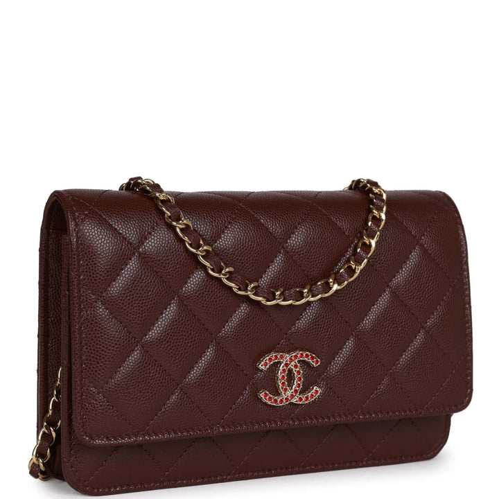 Top Quality Chanel Wallet on Chain WOC Burgundy Caviar Light Gold Hardware